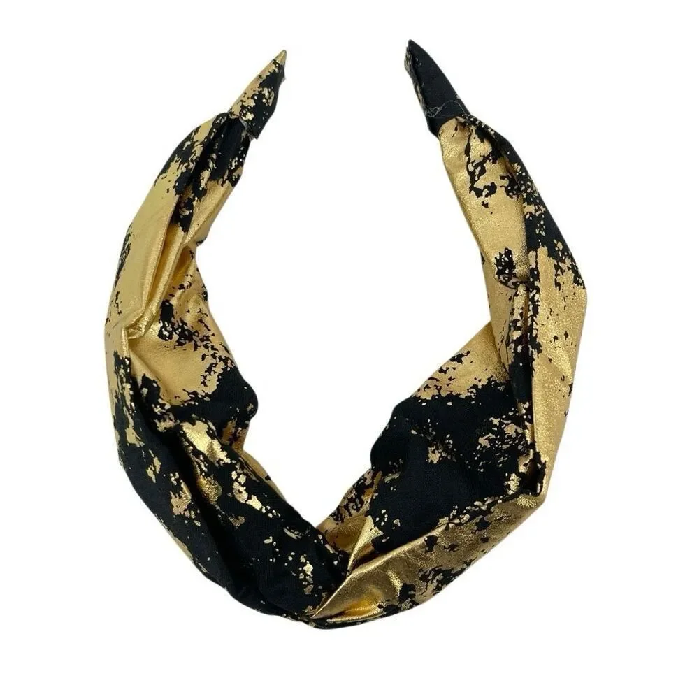 Black Gold Statement Headband Twist Knot Wide Glam Metallic Hair Accessory New